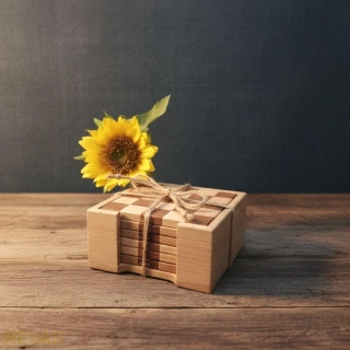 Sada dřevěných podtácků – 6 ks v dřevěné krabičce