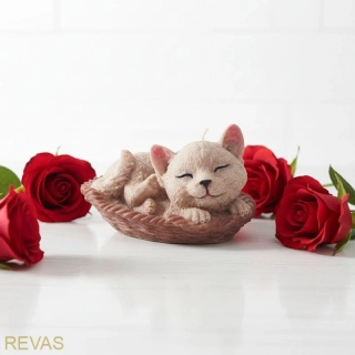 Svíčka kočička v košíčku