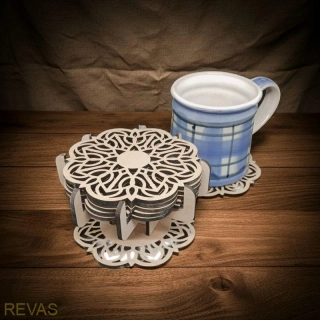 Dřevěné podtácky Mandala se stojánkem - buková překližka