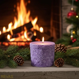 Svíčka válec vločky, výška 7 cm